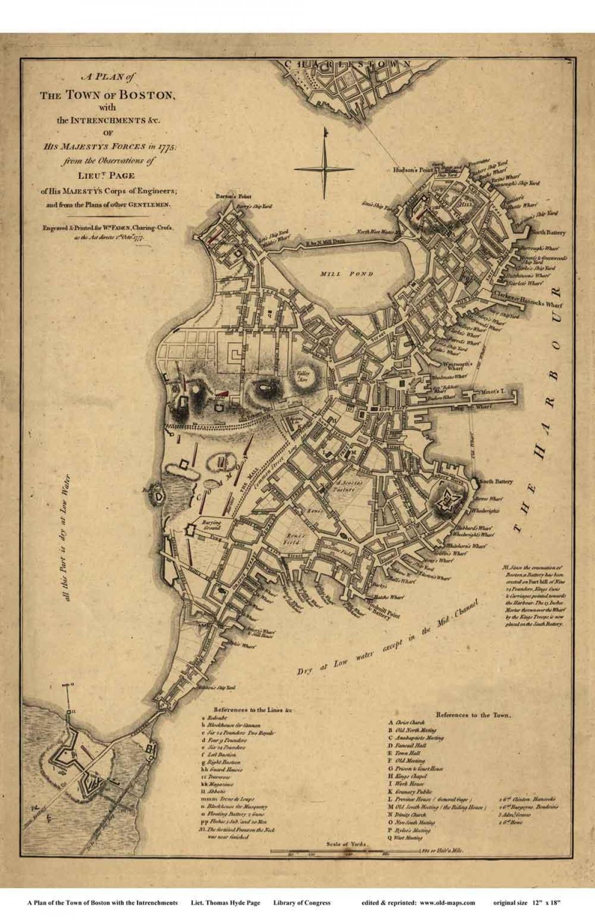 kaart ajalooline Boston