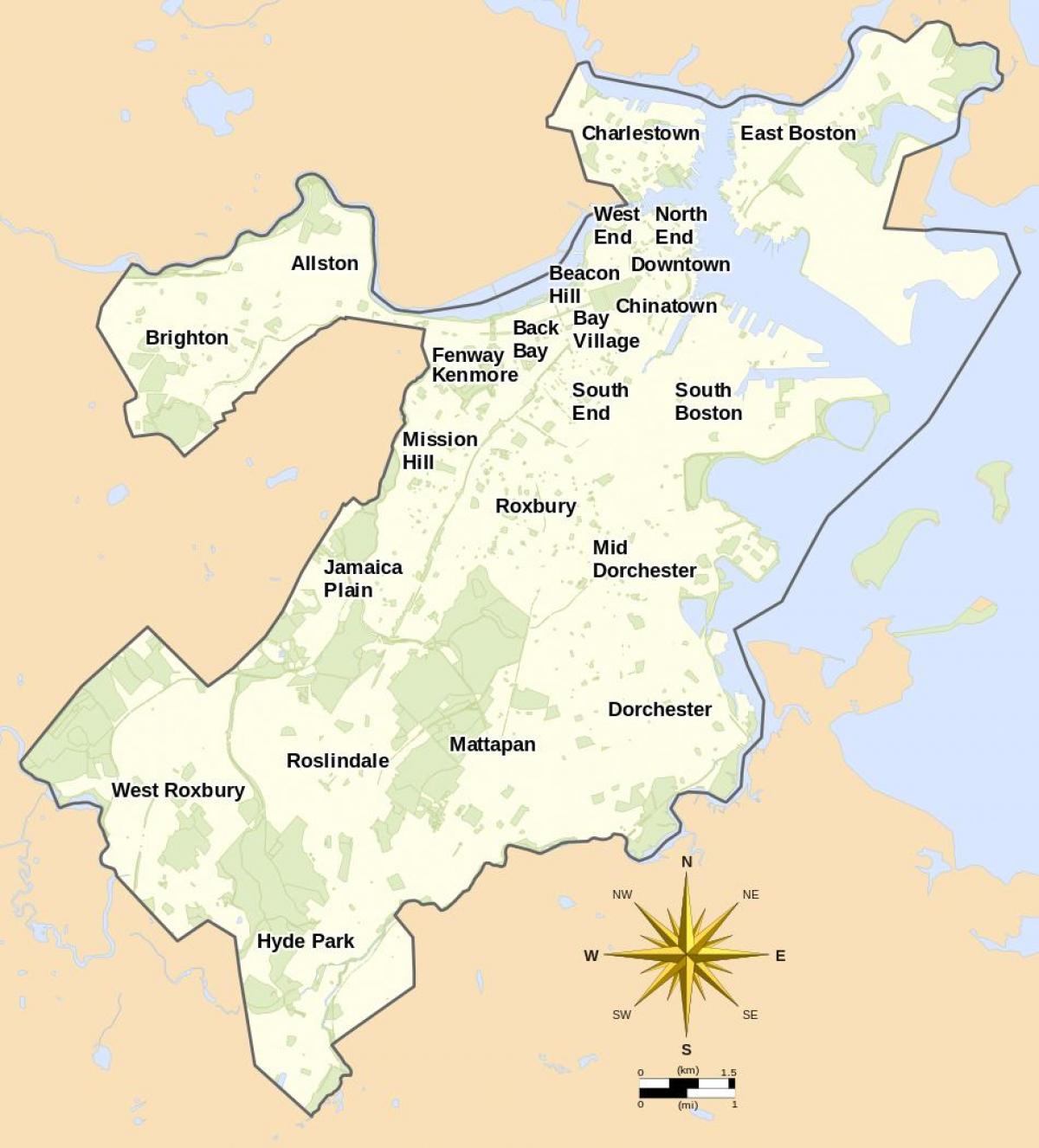 kaart Boston ja seda ümbritseva ala