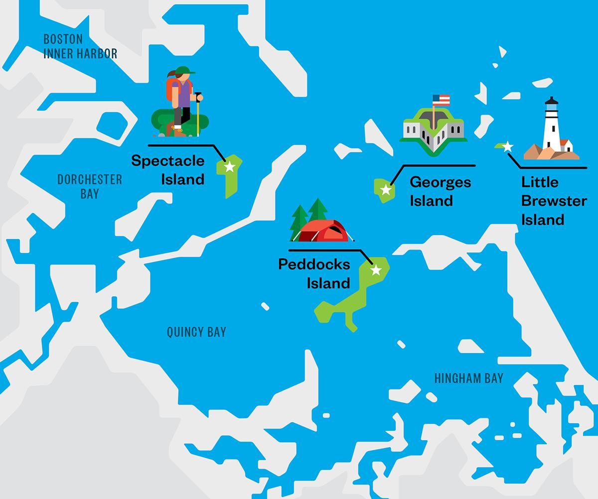 kaart Boston harbor islands
