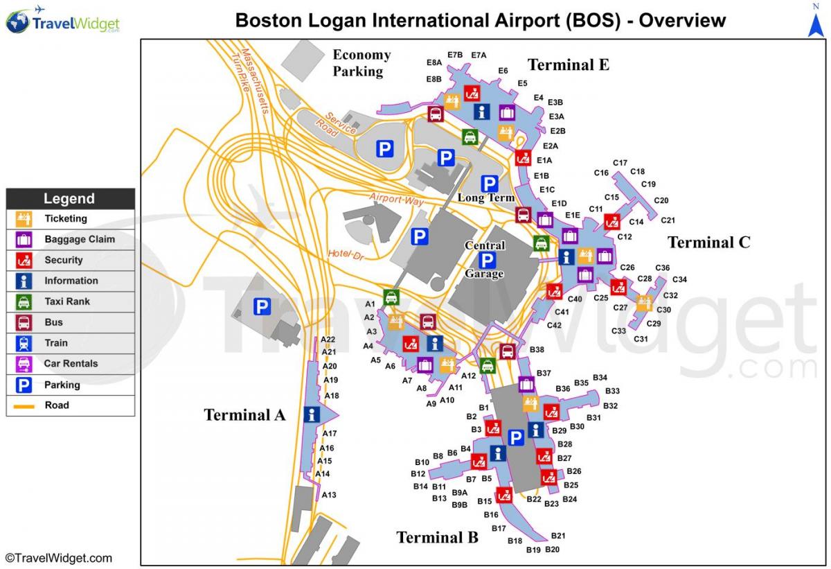 kaart Boston lennujaam