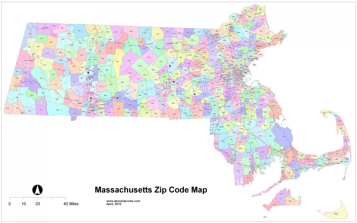 zip code kaart Boston