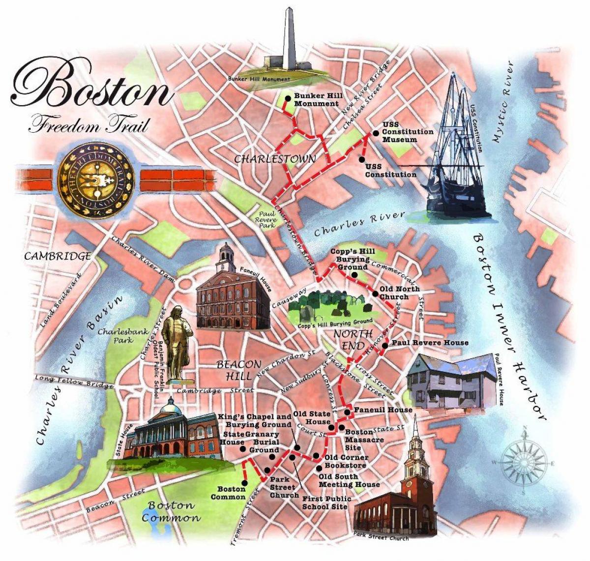 vabaduse rada kaardil Boston