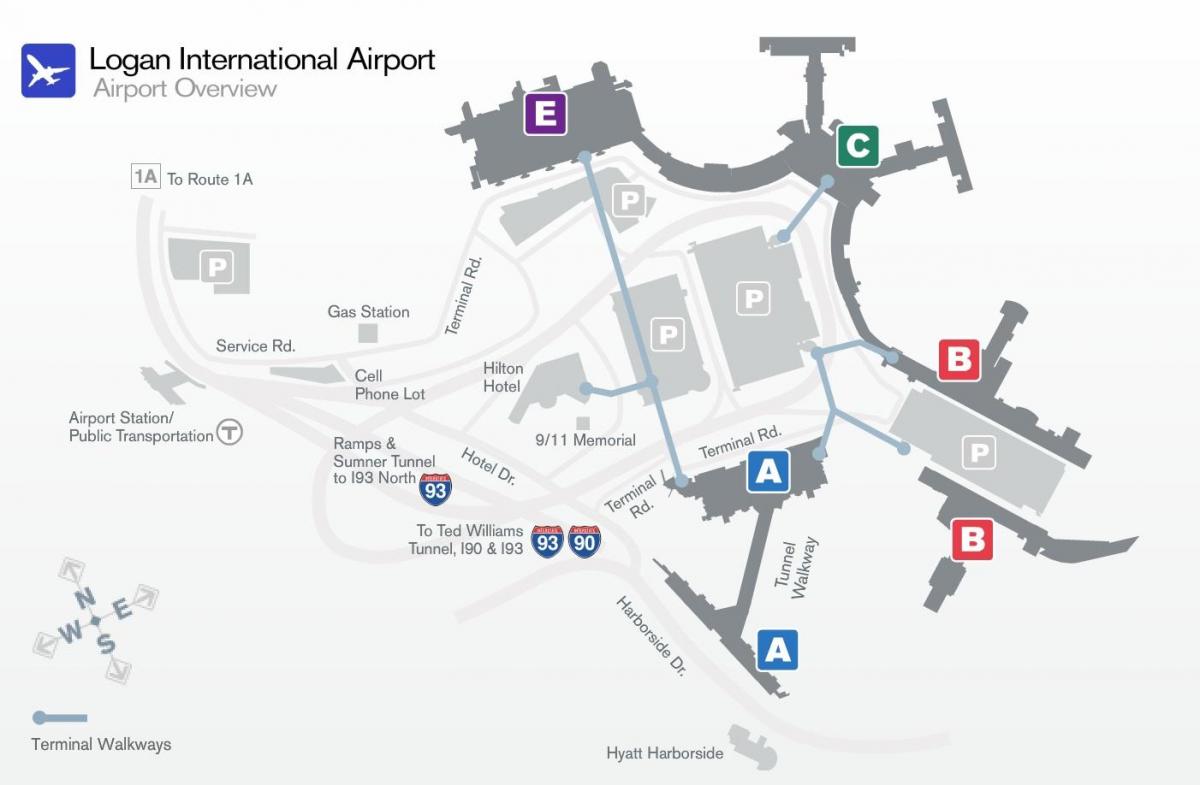 kaart Logan airport terminal b