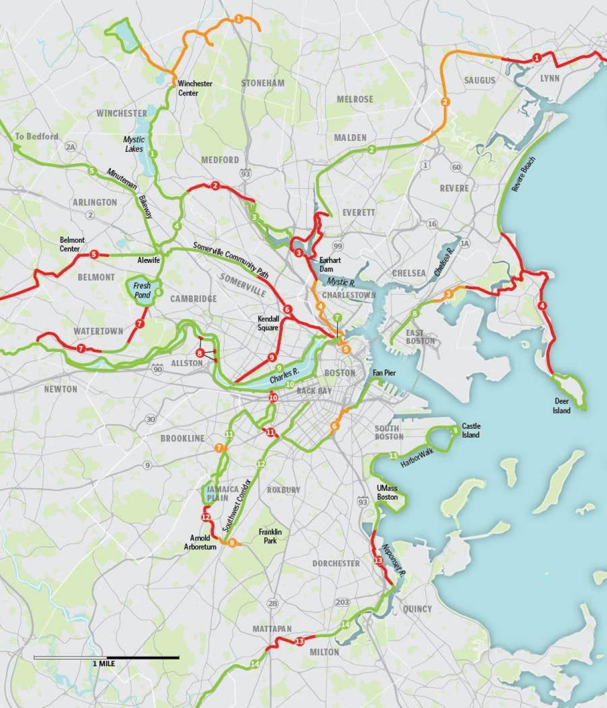 kaart Boston bike