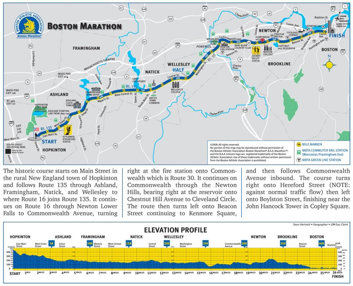 Bostoni maraton reljeefi kaart