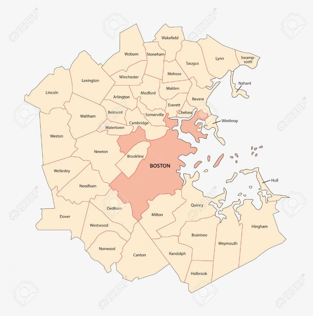 kaart Boston ala
