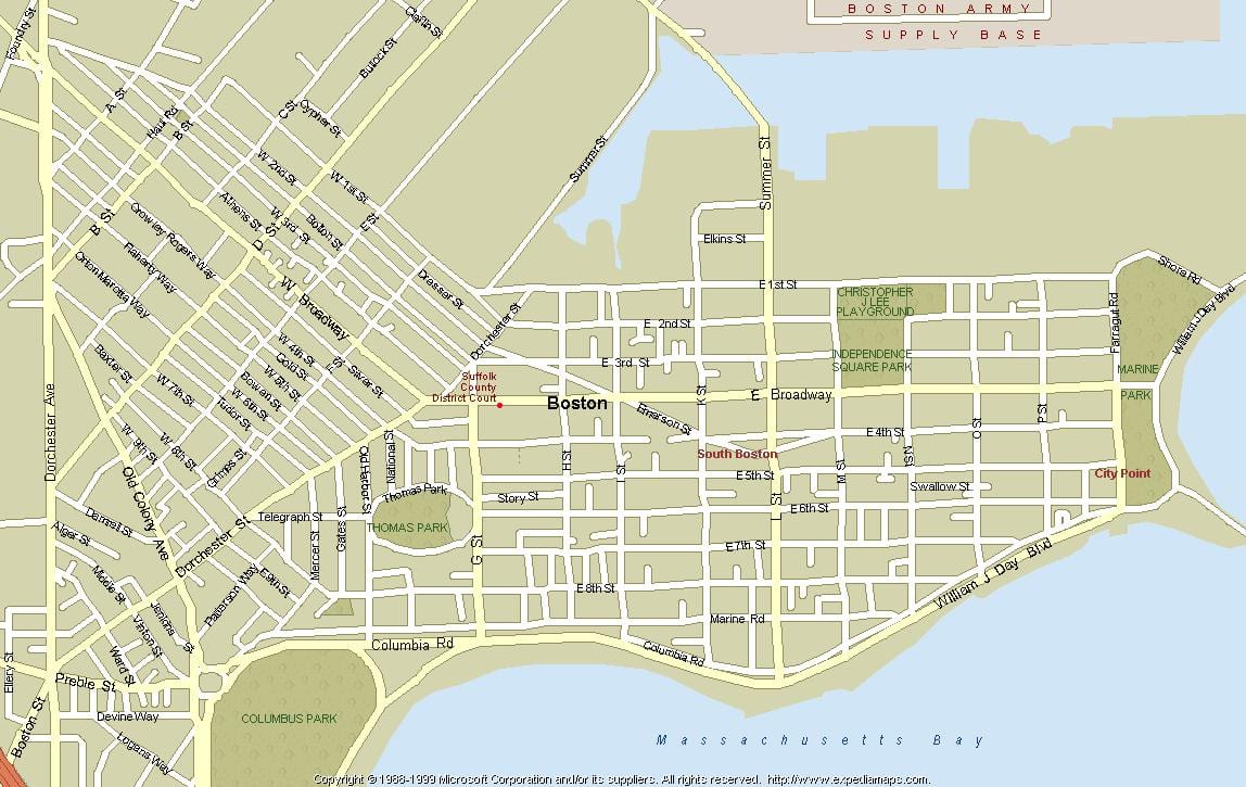 kaart lõuna-Boston